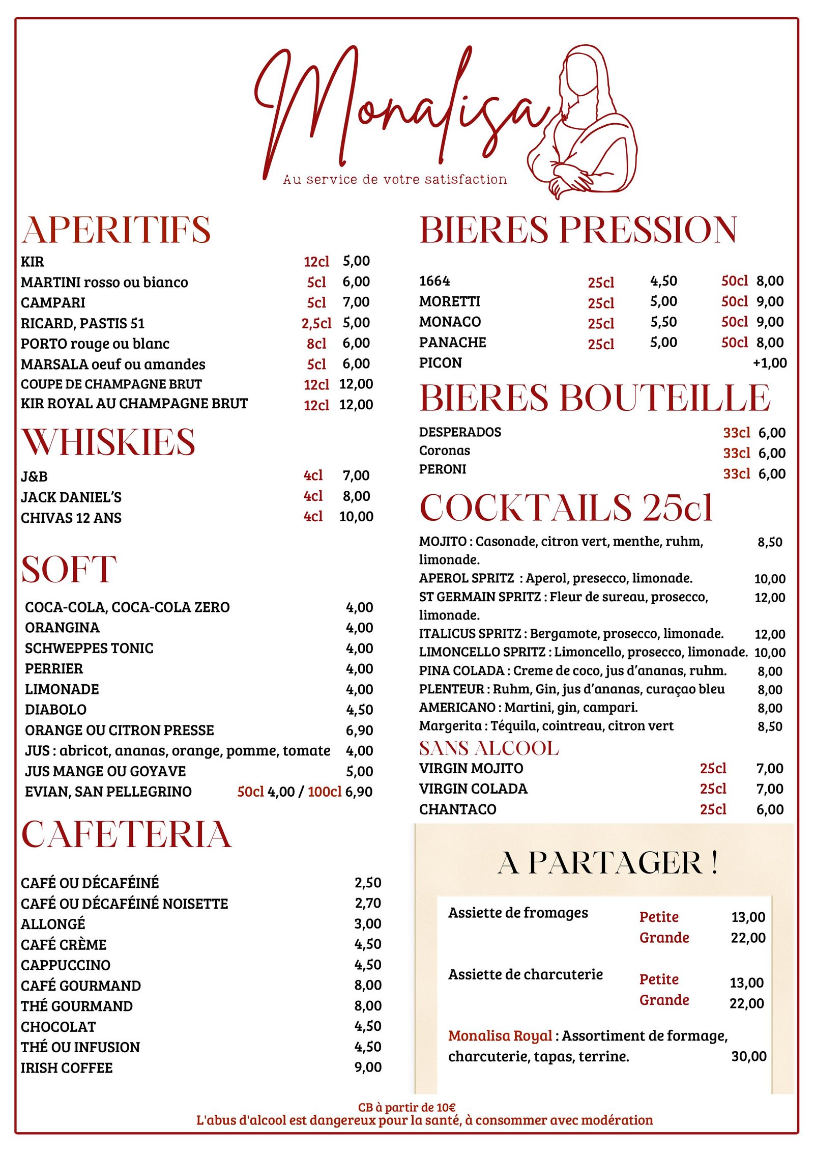 Page 1 du Menu