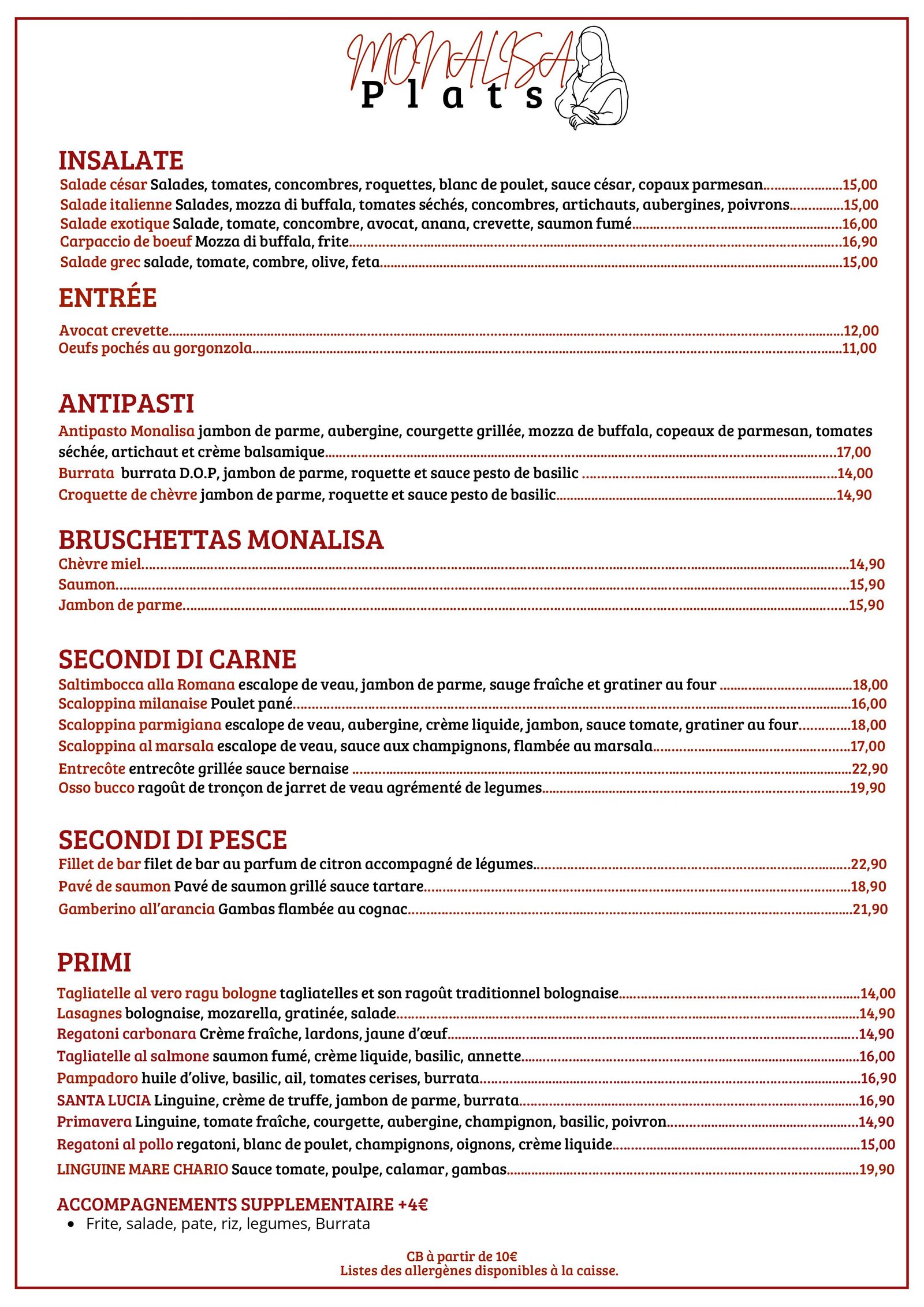 Page 2 du Menu