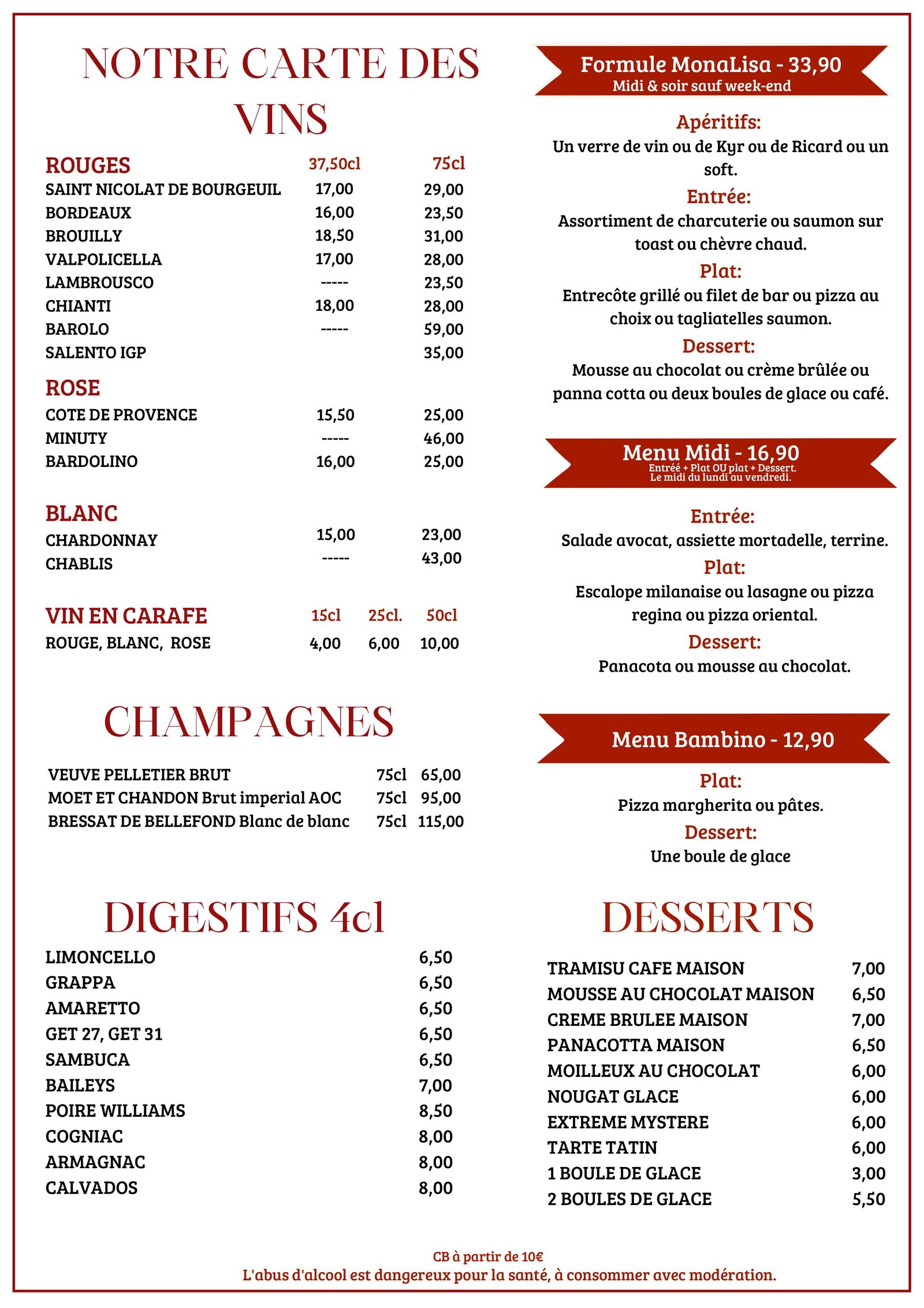 Page 4 du Menu